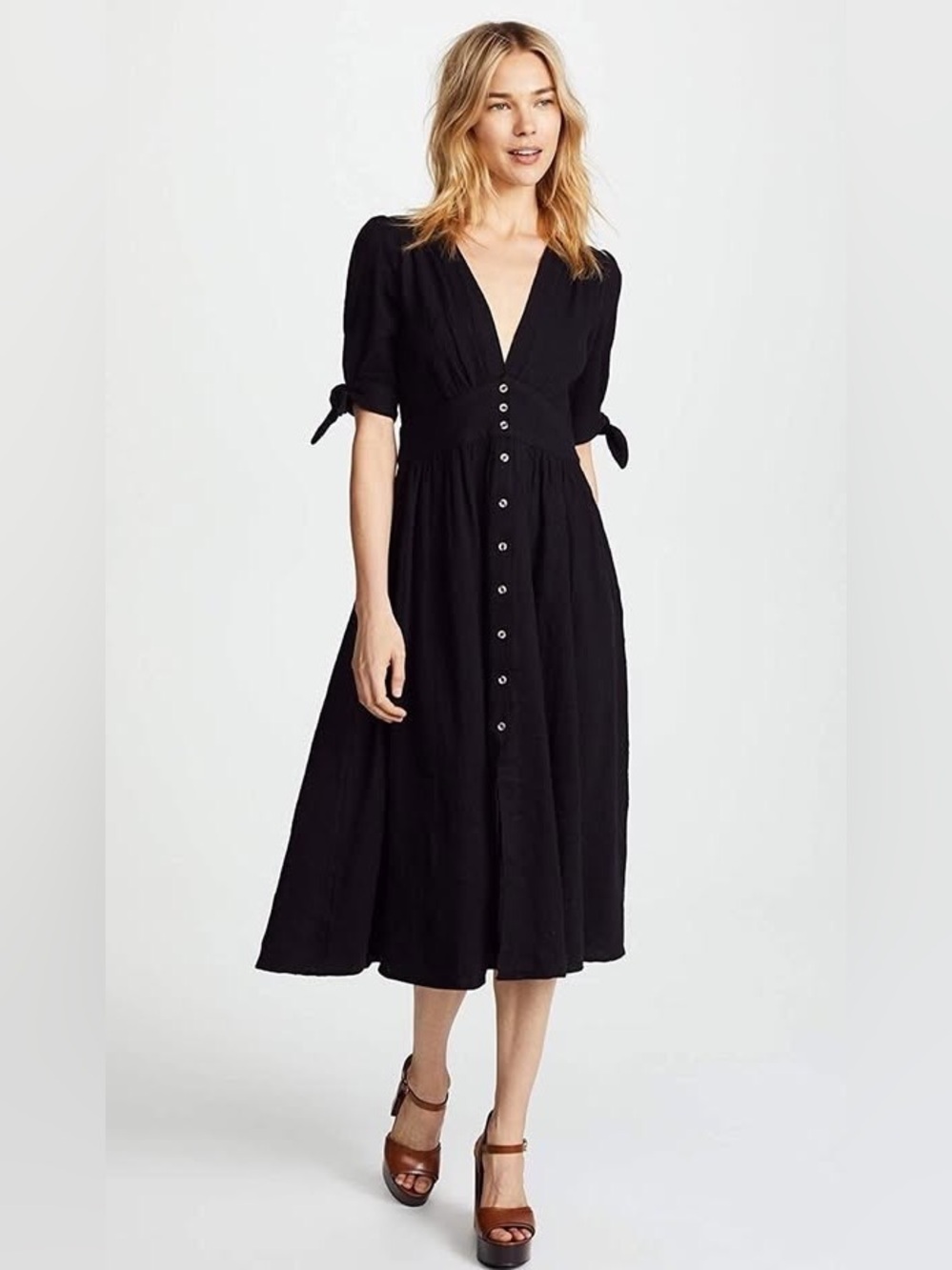 Free People Love my Life Black Midi Dress